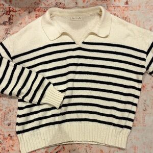 Rylee + Crew Striped Black and White Sweater